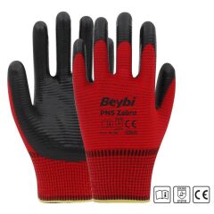 Beybi Pn5 Zebra Nitril Eldiven - Kırmızı Siyah 9 NUMARA - 1 KOLİ 288 ÇİFT ALIMDA FİYAT KARGO BEDAVA