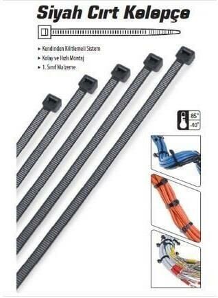 Cırt Kelepçe 3.6x150mm 100 Adet SİYAH Kablo Bağı 3.6x15cm