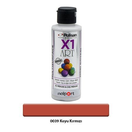 Polisan X1 Art Multisurface Hobi Boyası Koyu Kırmızı 120 Ml.