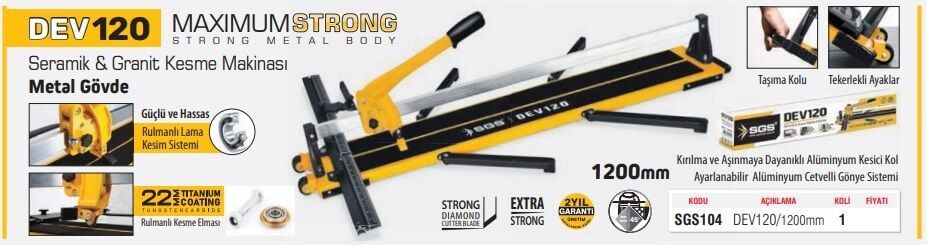SGS SERAMİK GRANİT KESME MAKİNASI DEV 120 CM   SGS 104