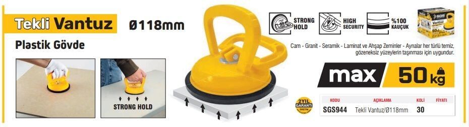 SGS PLASTİK CAM VANTUZU 50KG  SGS 944