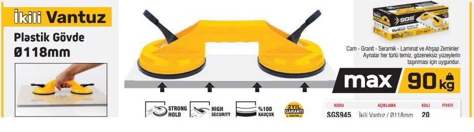 SGS PLASTİK CAM VANTUZU 50KG  SGS 945