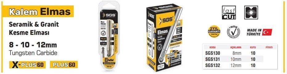 ELMAS KALEM GRANİT KESME SGS 132  12mm  TİTANYUM