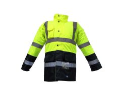 JUNIOR JN1013 Waterproof Fosforlu Oxford Parka Sarı Lacivert S beden