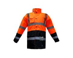 JUNIOR JN1014 Waterproof Fosforlu Oxford Parka Turuncu Lacivert M beden