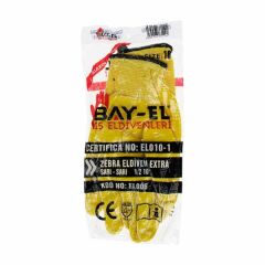 BAY-EL EL004 NO:10 Siyah 1/2  Nitril Kaplı Örme Kırmızı Naylon Eldiven