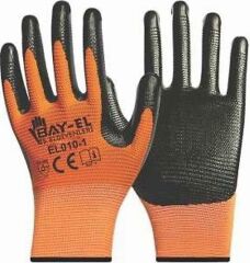 BAY-EL EL006 No:10 Sarı 1/2 Nitril Kaplı Zebra Örme Sarı Extra Naylon Eldiven