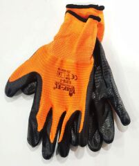 BAY-EL EL006 No:10 Sarı 1/2 Nitril Kaplı Zebra Örme Sarı Extra Naylon Eldiven