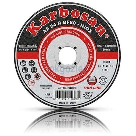 Karbosan İnox Metal Kesme Taşı 115x1.0x22.23 MM