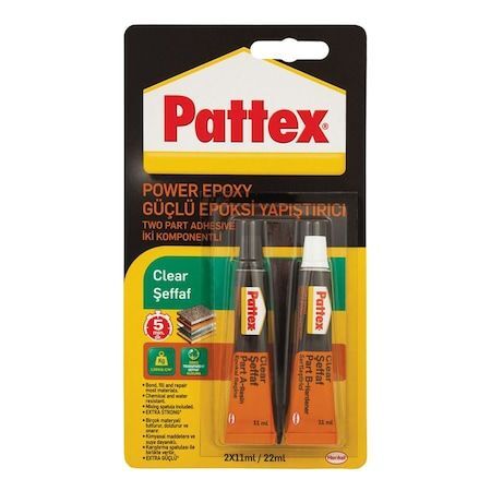 Pattex Çiftli Epoksi Şeffaf Epoxy Güçlü Yapıştırıcı 22Ml