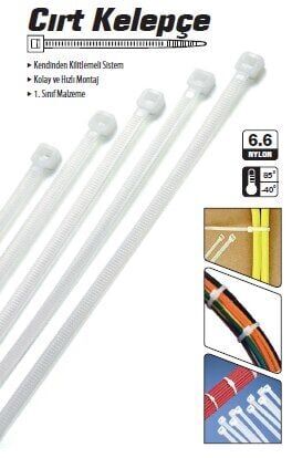 Cırt Kelepçe 3.6x150mm 15cm 100 Adet Beyaz -T4950