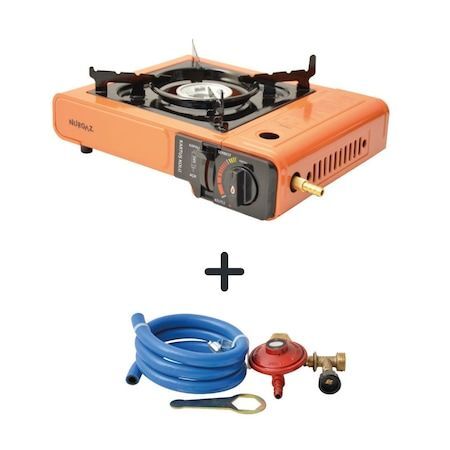 Nurgaz Portatif Ocak Turuncu + Hortum Dedantör Set