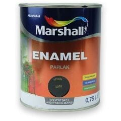 Marshall Enamel Parlak Ahşap Metal Boyası Siyah 0,75 L