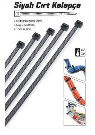 Cırt Kelepçe 4.8x500mm 100 Adet Siyah 4.8x50cm