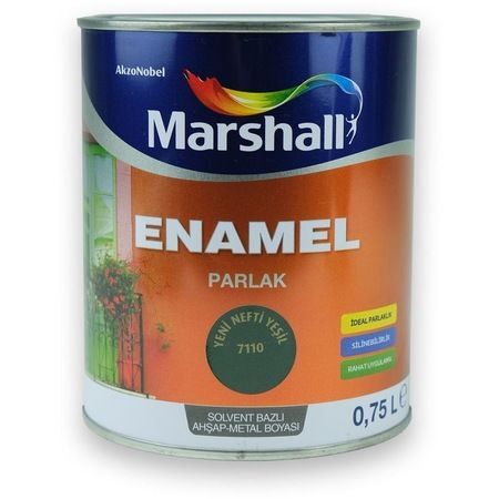 Marshall Enamel Parlak Ahşap Metal Boyası Nefti Yeşil 0,75 L