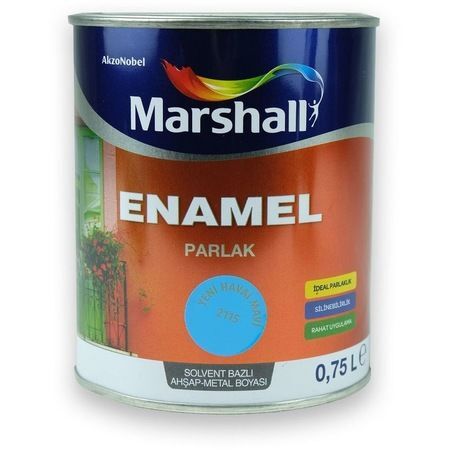 Marshall Enamel Parlak Ahşap Metal Boyası Havai Mavi 0,75 L