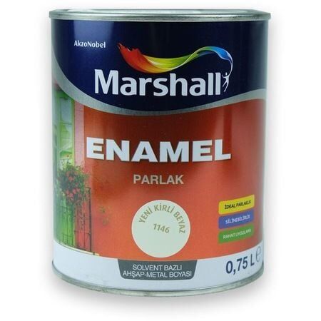 Marshall Enamel Parlak Ahşap Metal Boyası Kirli Beyaz 0,75 L