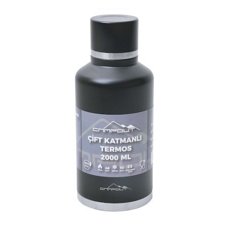 Nurgaz Campout Çift Katmanlı Termos 2000 ML Siyah