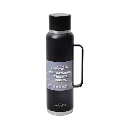 Nurgaz Campout Çift Katmanlı Termos 1500 ML Siyah