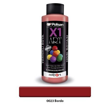 Polisan X1 Art Vernikli Hobi Boyası Bordo 120 Ml.