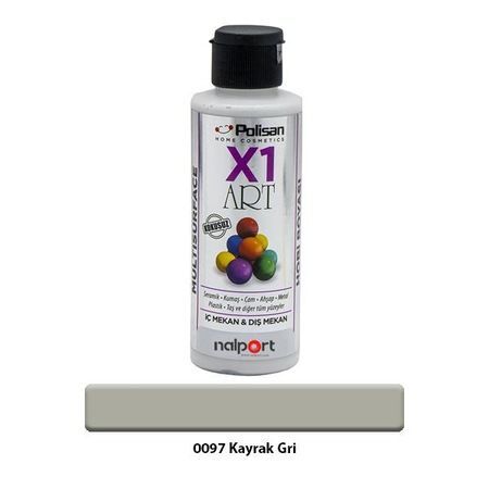 Polisan X1 Art Multisurface Hobi Boyası Kayrak Gri 120 Ml.