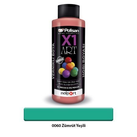Polisan X1 Art Vernikli Hobi Boyası Zümrüt Yeşili 120 Ml.