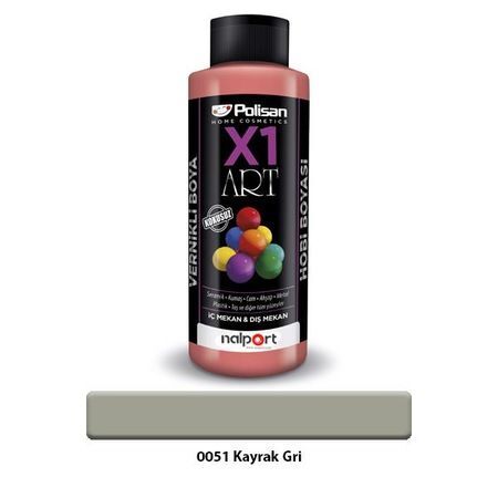 Polisan X1 Art Vernikli Hobi Boyası Kayrak Gri 120 Ml.