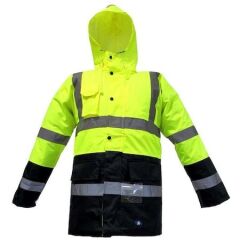 Junıor Jn1013 Waterproof Fosforlu Oxford Parka Sarı Lacivert L Beden