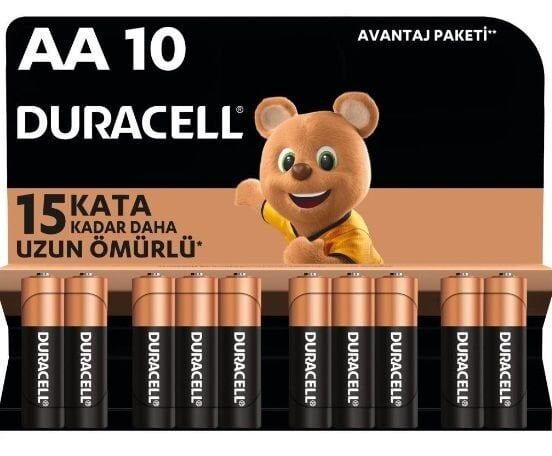 Duracell Alkalin AA Kalem Piller, 10 Lu Paket