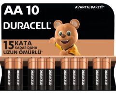Duracell Alkalin AA Kalem Piller, 10 Lu Paket